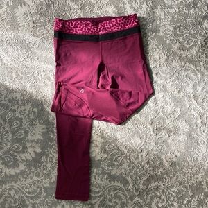 Pink Lululemon Cheetah Cropped Leggings